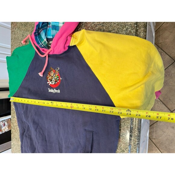 Teddy Fresh X Looney Tunes retro Embroidered Color Block Hoodie Sweatshirt XS - Picture 10 of 11